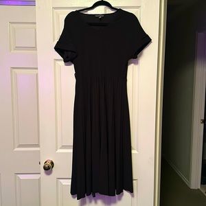 Black Fit and Flare Pleated Dress
